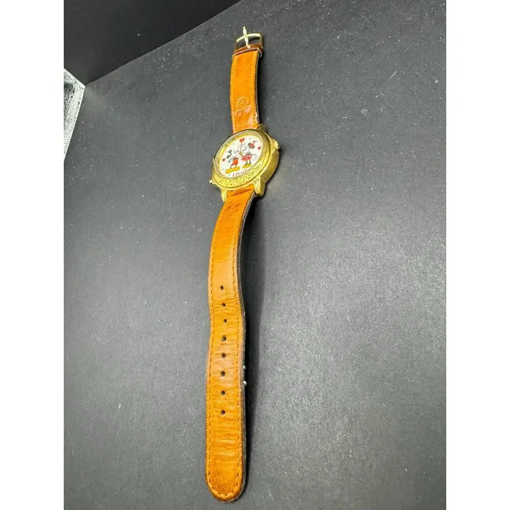 Lorus Disney Musical Mickey & Minnie Love Watch With Brown Leather Band
